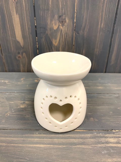 White Small Heart Ceramic Wax/Oil Burner detail page
